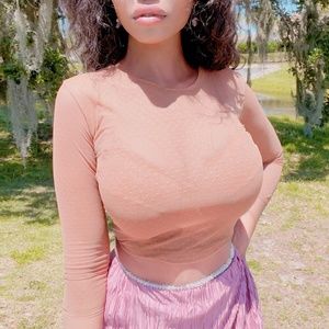 3/4 Sleeve Handmade Mesh Crop top